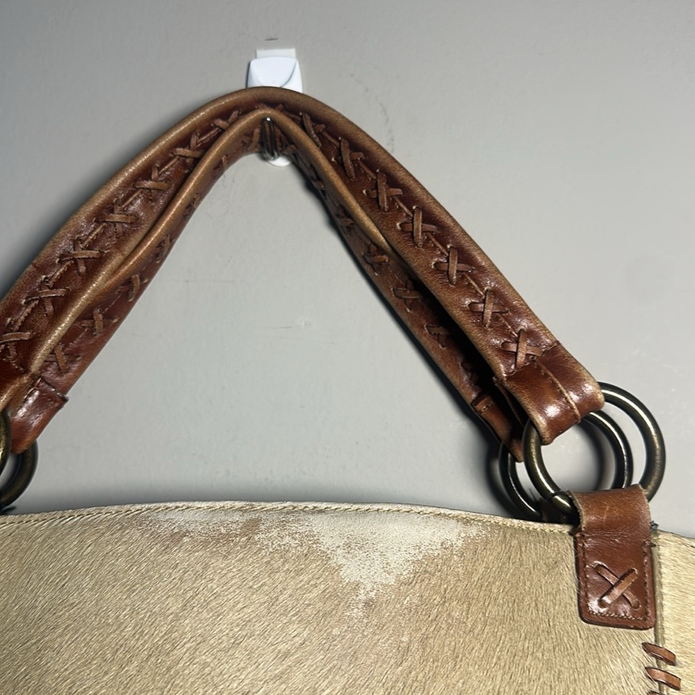 Antonio Melani fur Cream and Brown Tote braided leather Bag - Picture 8 of 10